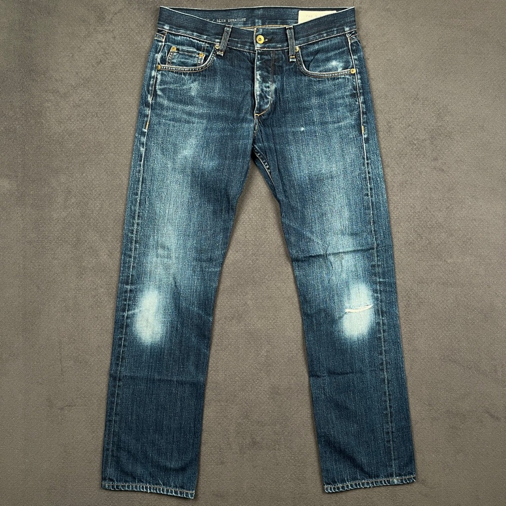 Rag & Bone RB 15X Slim Straight Jeans Mens 31 Blue Rinse Selvedge M1551K079